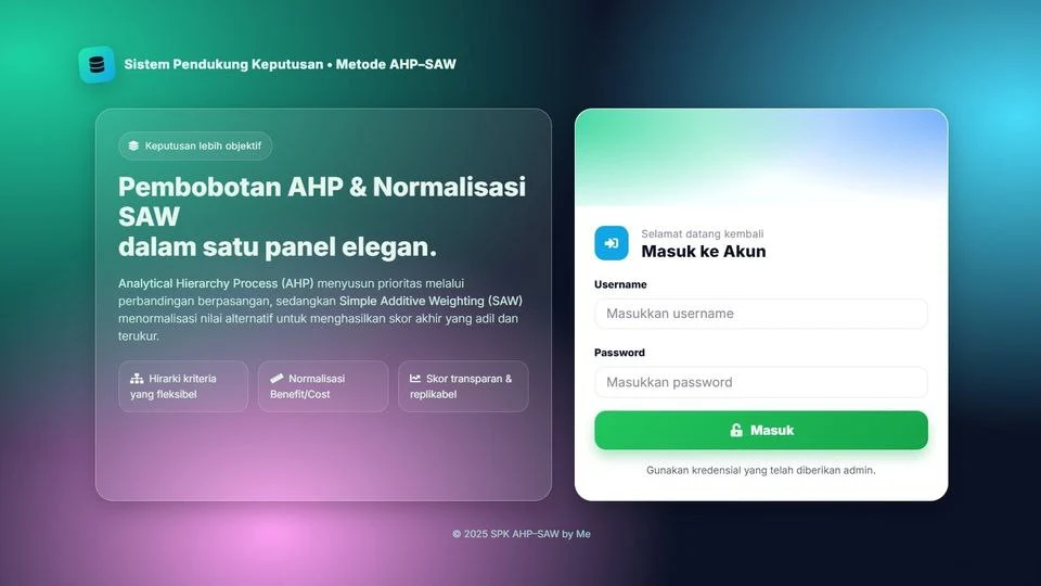 Source Code SPK Metode AHP - SAW